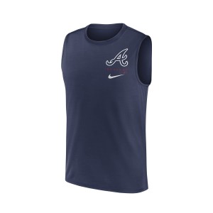 Nike MLB Men's Large Muscle Logo Tank Top Dri-Fit Atlanta Braves