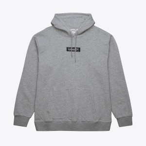 Mitchell & Ness Branded Box Logo Hoodie Grey Heather